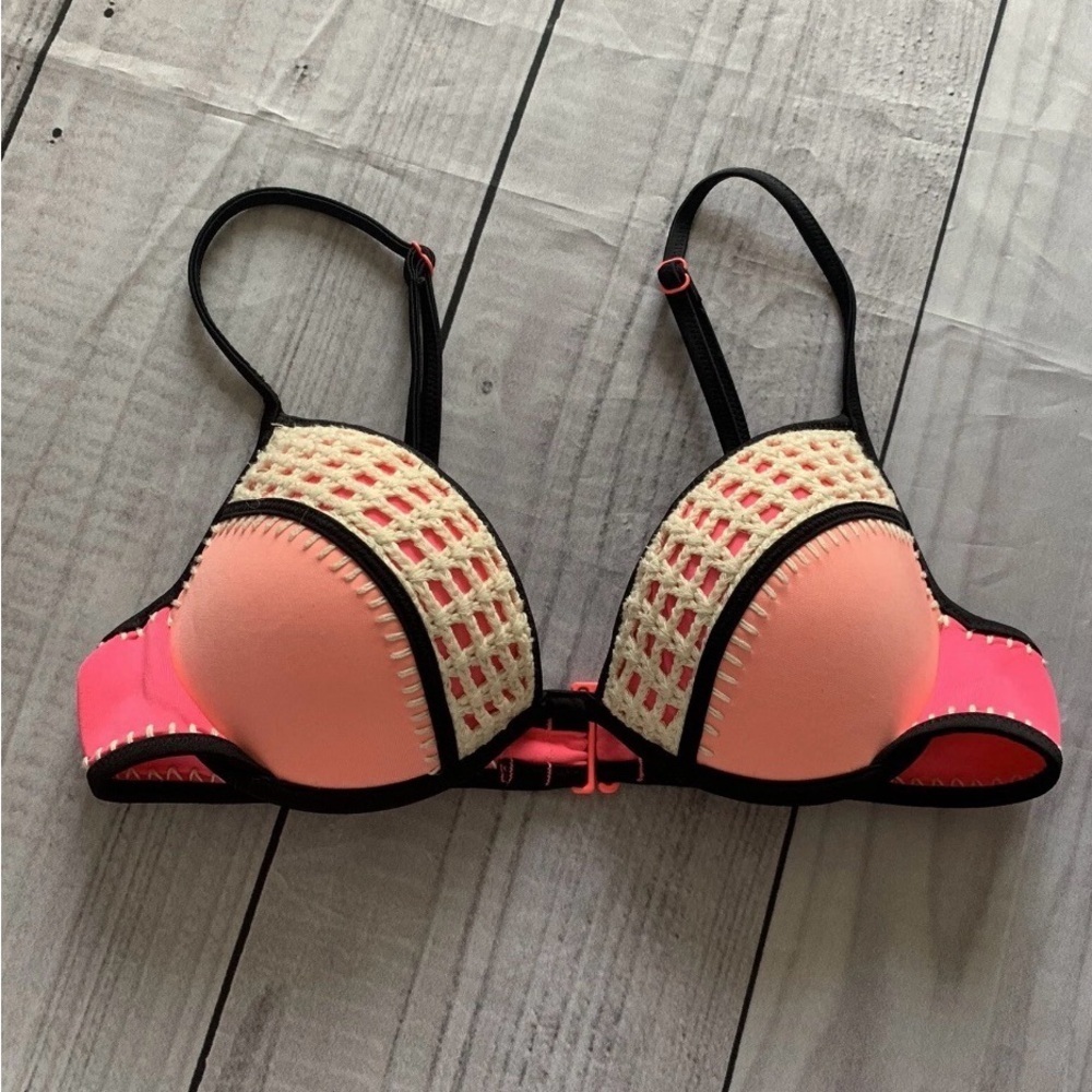Victoria’s Secret Swim Top, 32B, Pink, White, Padded Cups